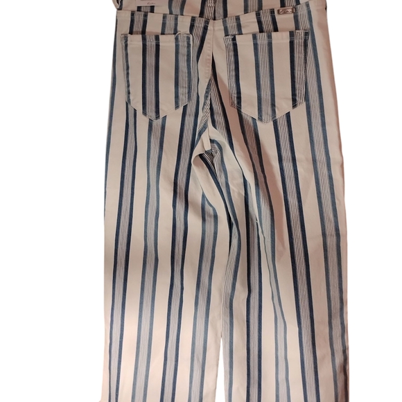 KanCan Striped Flare & Wide Leg Jeans - White and Blue - Picture 7 of 13